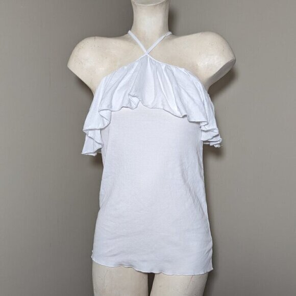 Chaser White Ruffle Halter Top Women's size M New with tags - Picture 2 of 6